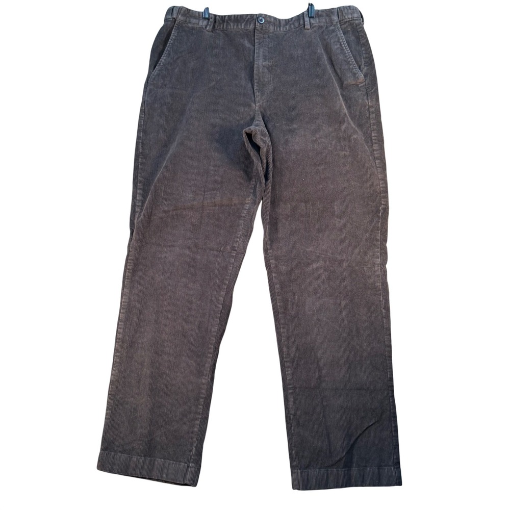 LL Bean Mens Comfort Waist Corduroy Pants 40x34 Dark Brown Straight Leg
